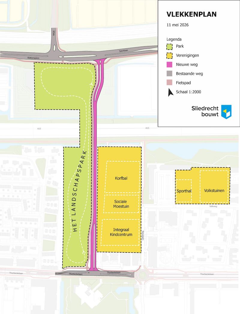 Kaart van vlekkenplan Noord-Zuidverbinding